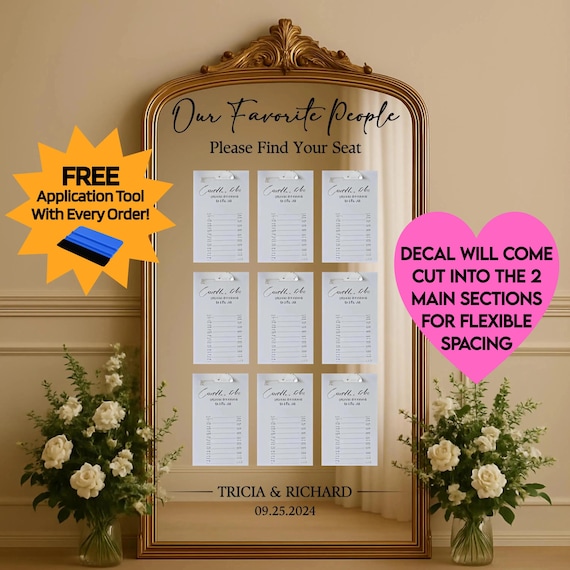 Welcome to our Wedding Personalized sign: Wedding Mirror Decal | Elegant Reception Decor | high-quality Stickers for Bride & Groom