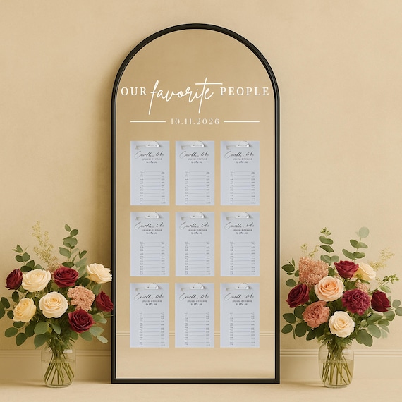 Wedding Seating Chart Header Decal: Elegant Mirror Seating Chart Title – Minimalist Wedding Decor – For Reception Display