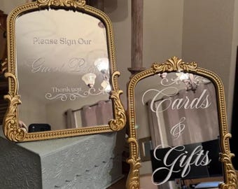 Calcomanías de vinilo personalizadas: Calcomanía de vinilo personalizada / Texto personalizado para letrero de boda para la entrada de la ceremonia de los novios