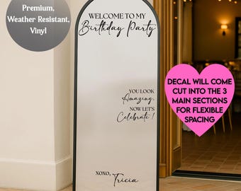 Welcome to my Birthday Decal: Mirror Decal | Custom Vinyl Sticker | Signs for Birthdays | Celebration Stickers