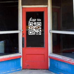 Custom QR Code and Line of Text, Custom QR Code Window Decal, Scannable Business Decal, Business Logo Decal, Website Decal, Small Business