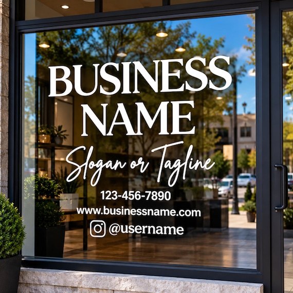 Custom Sign: Business Window Decal, Personalized Storefront Vinyl Lettering, Shop Logo & Business Advertising