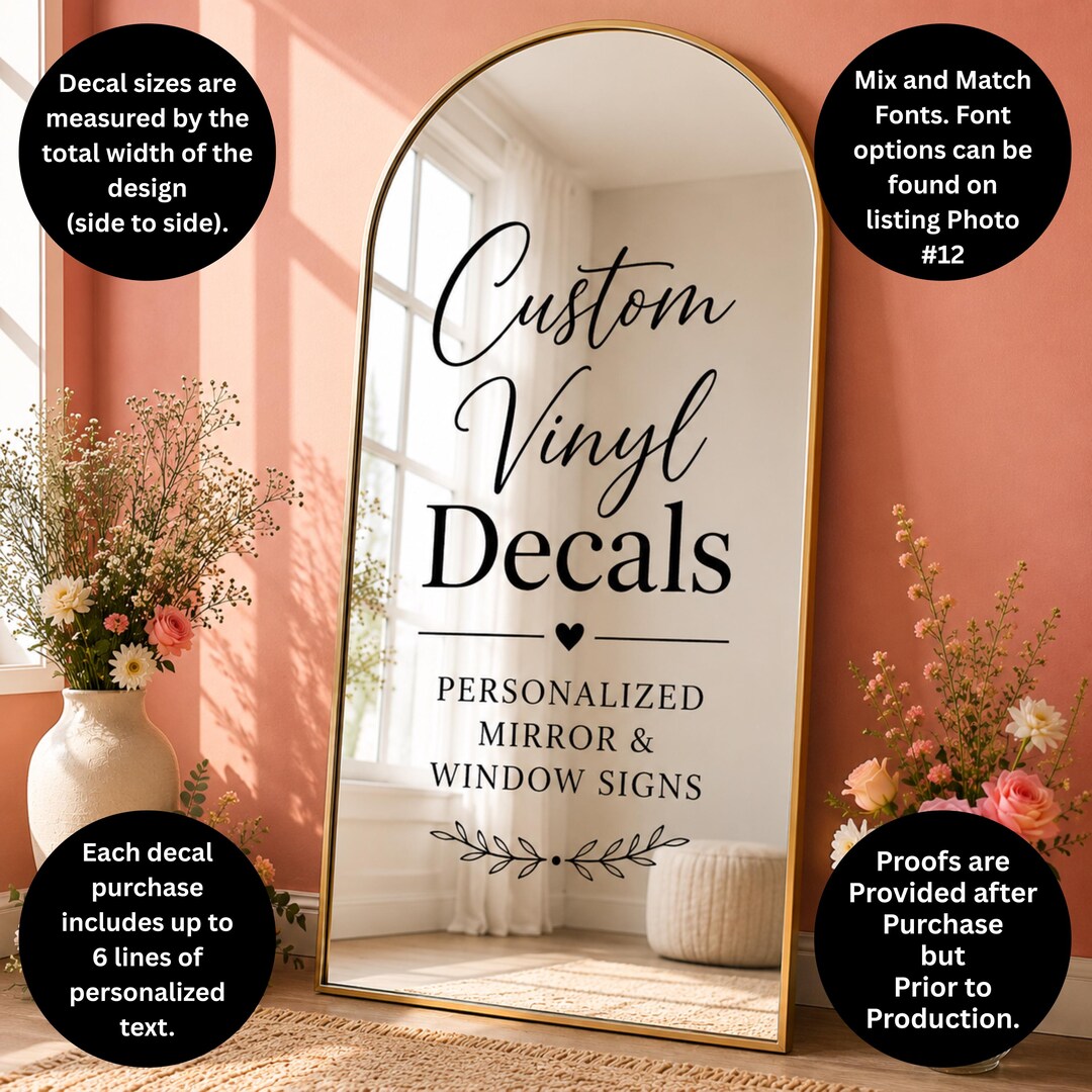 Custom Vinyl Decal: Vinyl Stickers - Personalized Mirror and Window ...