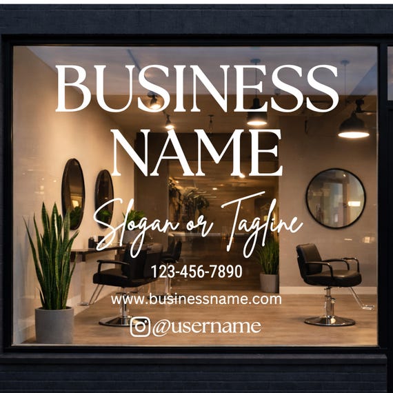 Custom Business Window Decal: Salon Sign – Modern Professional Storefront Branding – For Salon Owners