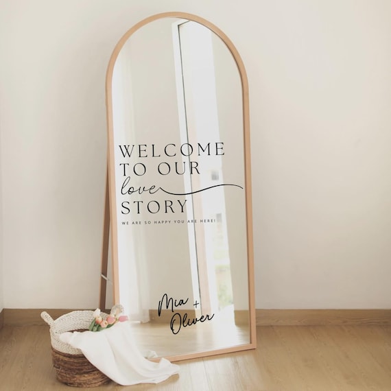 Welcome to our Love Story Personalized Wedding Sign: Wedding Welcome Sign | Elegant and Timeless Stickers for Bride and Groom