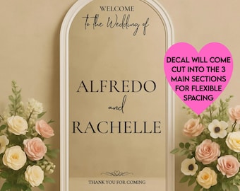 Welcome to the Wedding Sign: Wedding Mirror Decal | Personalized Reception Decals | Captivating Sticker for Bride and Groom