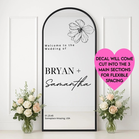 Welcome to the Wedding Personalized Sign: Wedding Mirror Decal | Captivating Stickers for Bride and Groom