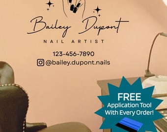 Business Decal: Custom Nail Salon Sign |  Personalized Window Signs for Storefronts, Boutiques, and Salons