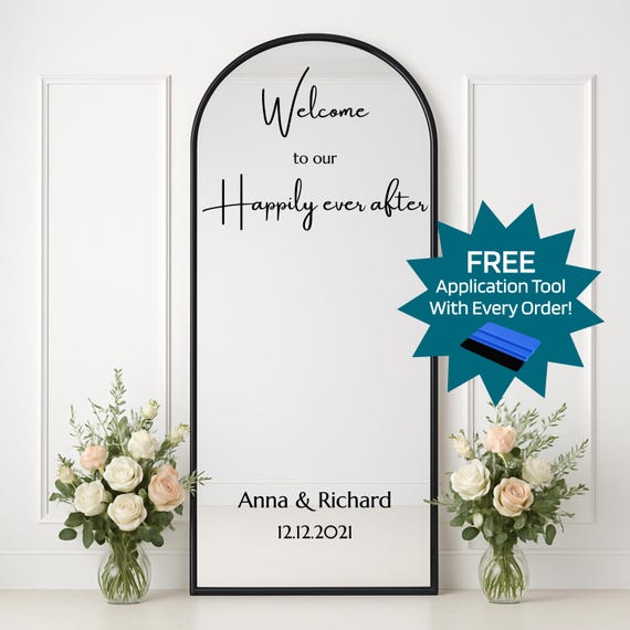 Welcome to our Happily Ever After Sign: Wedding Welcome Sign | Personalized Wedding Sign | Elegant Decals for Bride and Groom