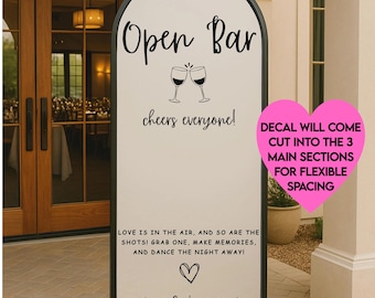 Letrero de barra libre: calcomanía para espejo de boda / Letrero de recepción personalizado / Pegatinas divertidas y elegantes para novios