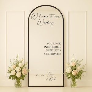 Personalized Wedding Welcome Mirror Decal: Elegant Vinyl Reception Sign