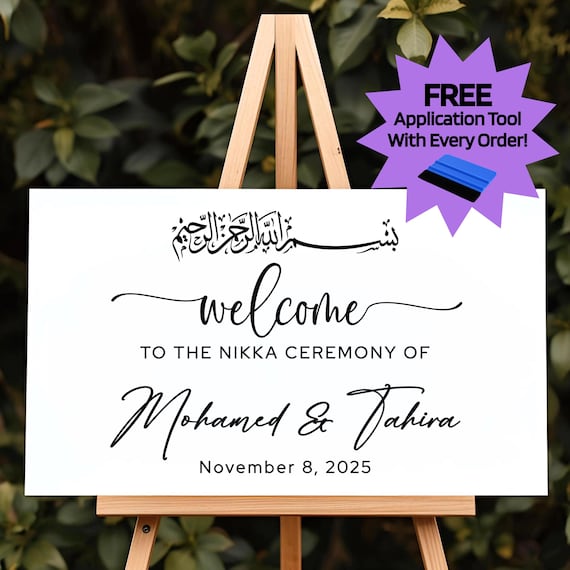 Welcome to the Nikka Ceremony: Wedding Mirror Decal | Personalized Wedding Sign | Timeless Stickers for Bride and Groom