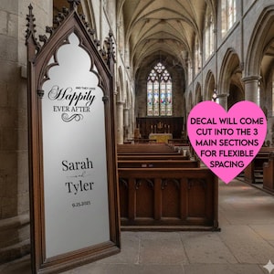 Welcome to our Happily Ever After Personalized Wedding Sign: Wedding Mirror Decal | Elegant script sign for Bride and Groom
