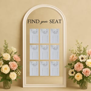 Find Your Seat Mirror Decal | Wedding Seating Chart Vinyl Sticker | Elegant Mirror Sign for Reception | Custom Event Seating Display