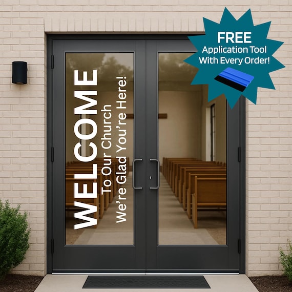 Welcome to Our Church Door Decal: Custom Religious Sticker | Business Decal | Vinyl Entry Sign