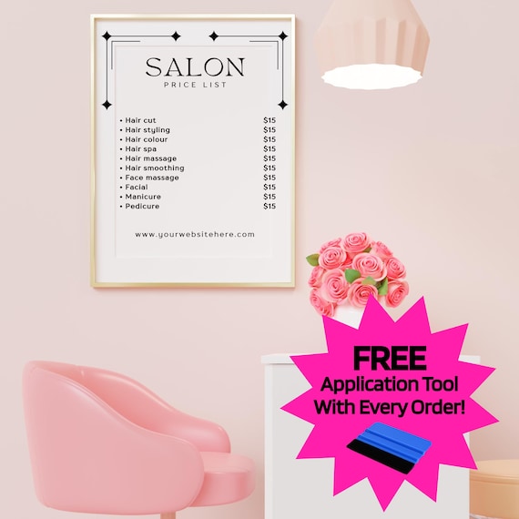 Business Decal: Customized Beauty Menu Decals | Custom Vinyl Stickers | Pricing Sign for Salon Studio