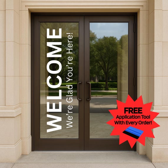 Welcome Vinyl Decal: Glass Door Sticker for Business or Church