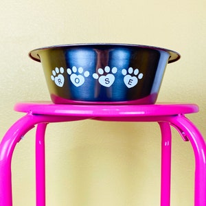 Personalized Pet Bowl Vinyl Decal Sticker: Custom Name Food & Water Bowl