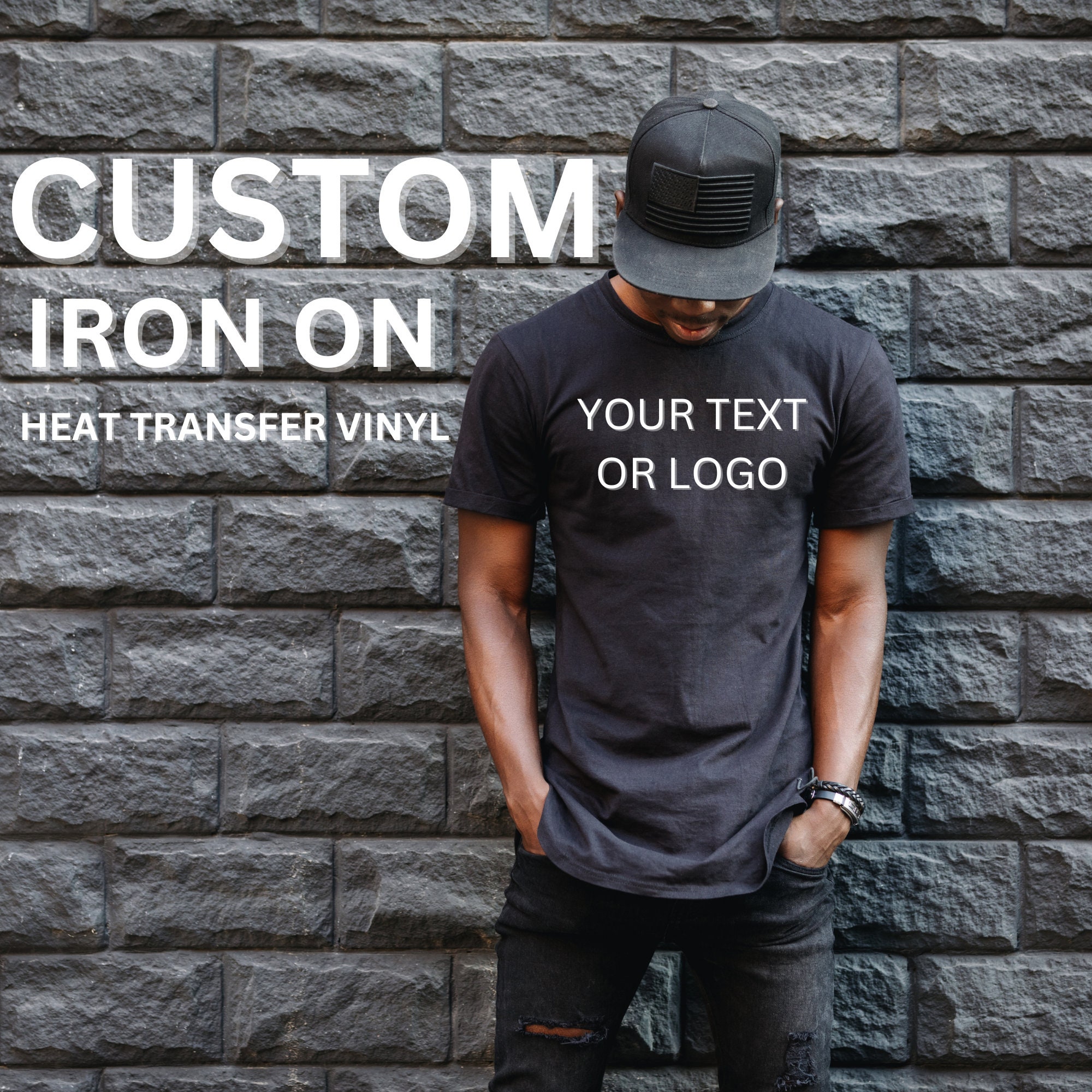 Custom Design Iron on Transfer T-Shirt Personalised Text Name Logo Digital  Vinyl