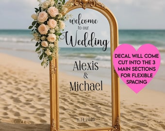 Welcome to our Wedding Personalized Wedding Sign: Wedding Mirror Decal | Elegant Vinyl Welcome Sign for Bride and Groom