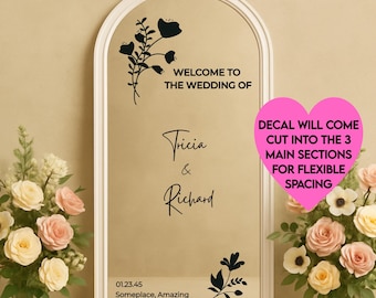 Welcome to the Wedding Personalized Reception Sign: Wedding Mirror Decal | Memorable sticker for Bride and Groom