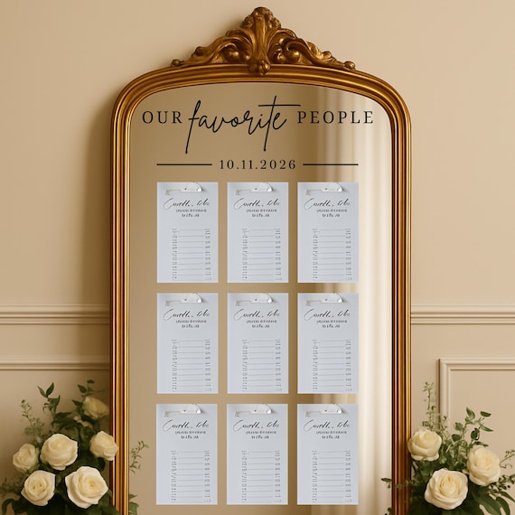 Our Favorite People Sticker Custom Seating Sign: Wedding Mirror Decal | Welcome Sign for Reception, Anniversary or Party