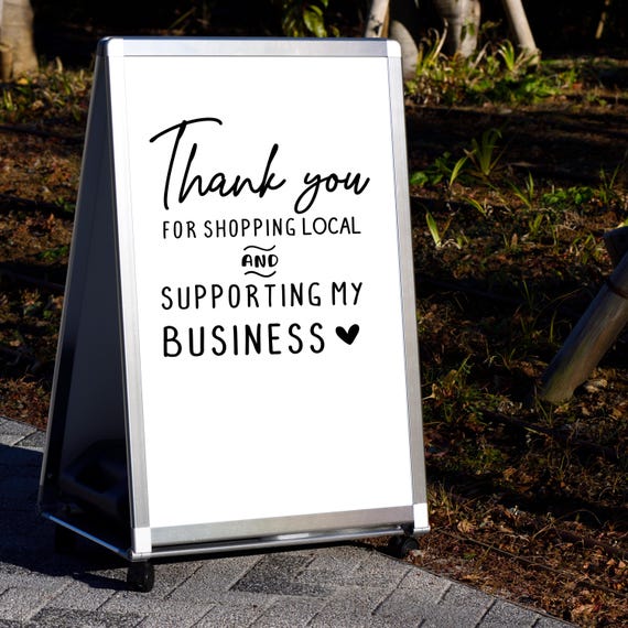 Business Decal: Thank You For Shopping Local Sign | Window Decals | Signs for Small Businesses