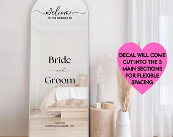 Welcome to the Wedding Personalized Sign: Wedding Mirror Decal | Memorable Stickers for Bride and Groom