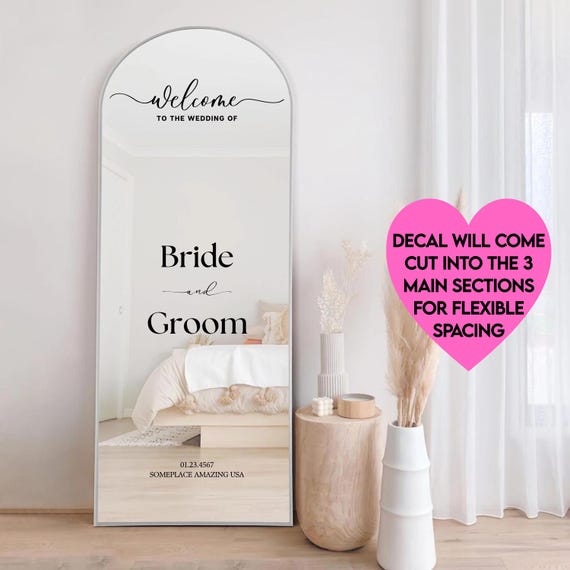 Welcome to the Wedding Personalized Sign: Wedding Mirror Decal | Memorable Stickers for Bride and Groom