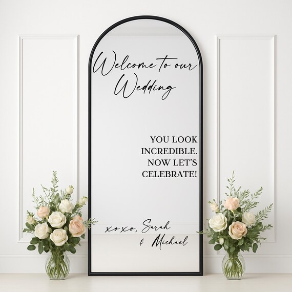Personalized Wedding Mirror: Wedding Welcome Sign – Elegant & Romantic Sign – For Wedding Ceremony