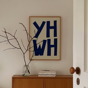 Yahweh YHWH Jesus Art Print Retro Christian Poster Trendy Modern Bible Sketch Mid Century Christian Retro Kitchen Decor Aesthetic God Letter