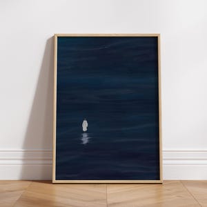 Neutral Modern Minimalist Bible Verse Jesus in Walking on Dark Still Water Aesthetic Digital Wall Print Christian Scripture Faith in God Art