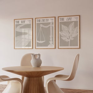 Der Weg Die Wahrheit Das Leben Wand, Neutrale Wanddrucke, 3er-Set Drucke, Christliches Poster, Bibel Poster Druck Geschenk, Gott Kunst, Digital Download