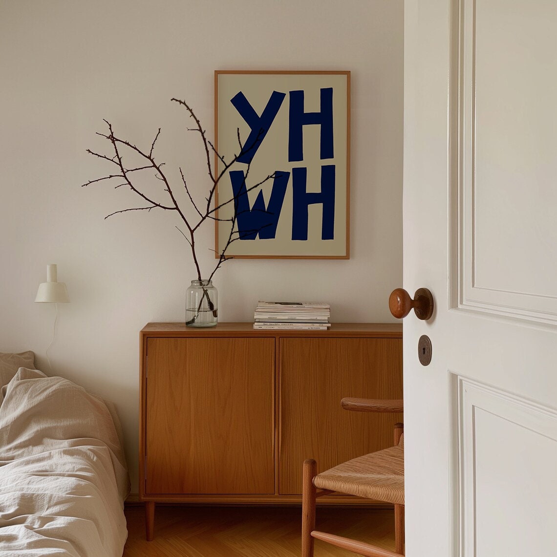 Yahweh YHWH Jesus Art Print Retro Christian Poster Trendy Modern Bible Sketch Mid Century Christian Retro Kitchen Decor Aesthetic God Letter