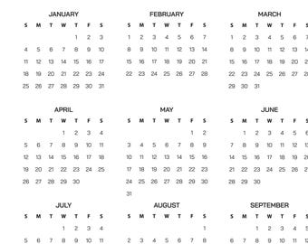 Calendario imprimible 2026, inicio domingo-lunes, calendario minimalista, 28 x 21,5 cm, A4, para imprimir en casa, PDF