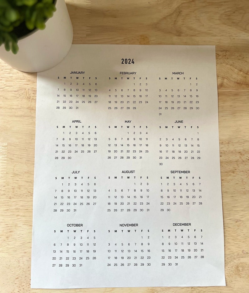 2024 Minimalist Printable Calendar Monday Start 2024 Etsy