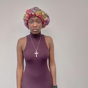 Ankara African Hair Bonnet: Satin Lined Sleep Cap