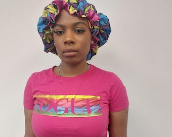 Afrikanische Mütze, gesegnete Haarhaube, afrikanische Haarhaube, Ankara-Muster, Satinfutter, Schlafmütze, Geschenk für sie, Geschenk für alle