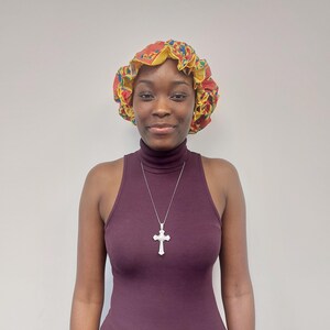 African Ankara Bonnet: Satin-Lined Sleep Cap