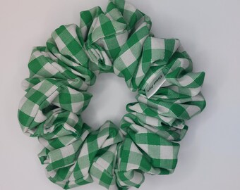 Elastico per capelli da donna in raso a quadretti verdi