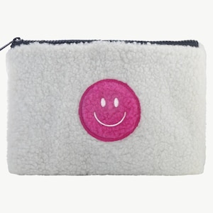 Kosmetiktasche Smiley Teddy - Weiß/Pink - SCHUHZWANG