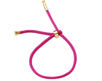 Rope bracelet fuchsia gold stainless steel clasp minimalist