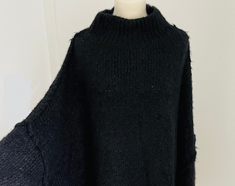 Oversized Strickpullover Turtleneck Grobstrick Schwarz Pullover SCHUHZWANG