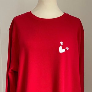 Geweih-Herz Sweat-Shirt Rentier Weihnachten Rot/Weiß SCHUHZWANG Bild 1