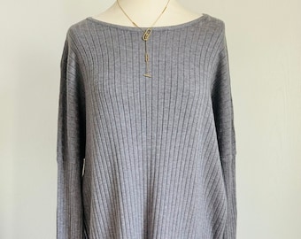 Soft, casual knitted dress NORA ribbed - gray - SCHUHZWANG