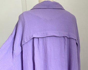 Oversized muslin blouse XS-XXL lilac SCHUHZWANG