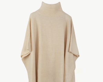 PONCHO Turtleneck - Creme - SCHUHZWANG