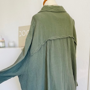 Oversized muslin blouse XS-XXL shirt khaki olive schuhzwang image 1