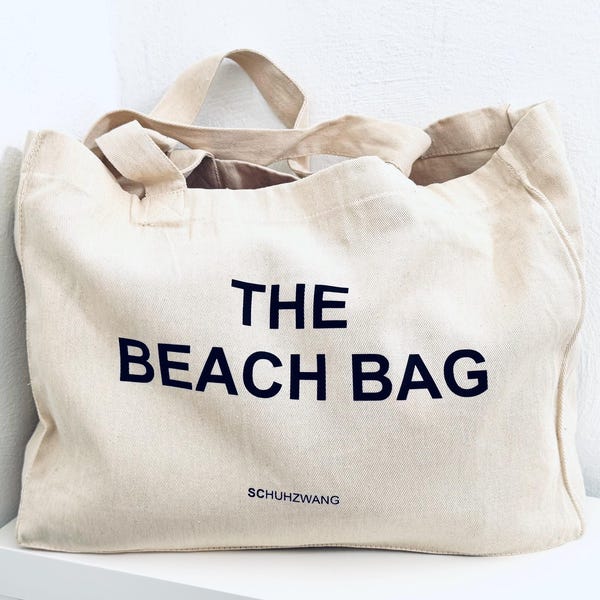 Bolso de lona THE BEACH BAG - Arena/Negro - schuhzwang - Bolso tote de regalo para mujeres y niñas
