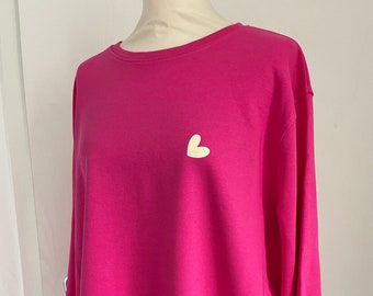 Oversized tolles Sweat-Shirt Pink Herzchen Creme SCHUHZWANG